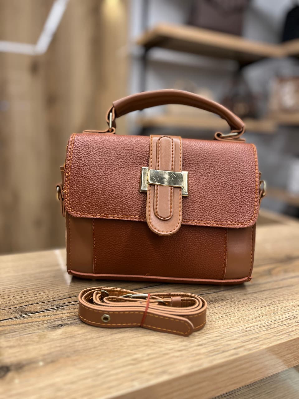 Urban Edge Dual-Tone Flap Crossbody Bag —   handbag by HandbagsAvenue